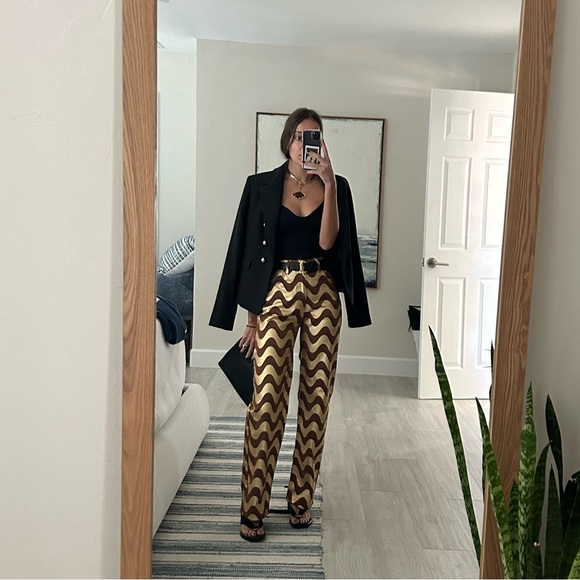 Mango Black Double-Breasted gold button Blazer - Picture 7 of 8